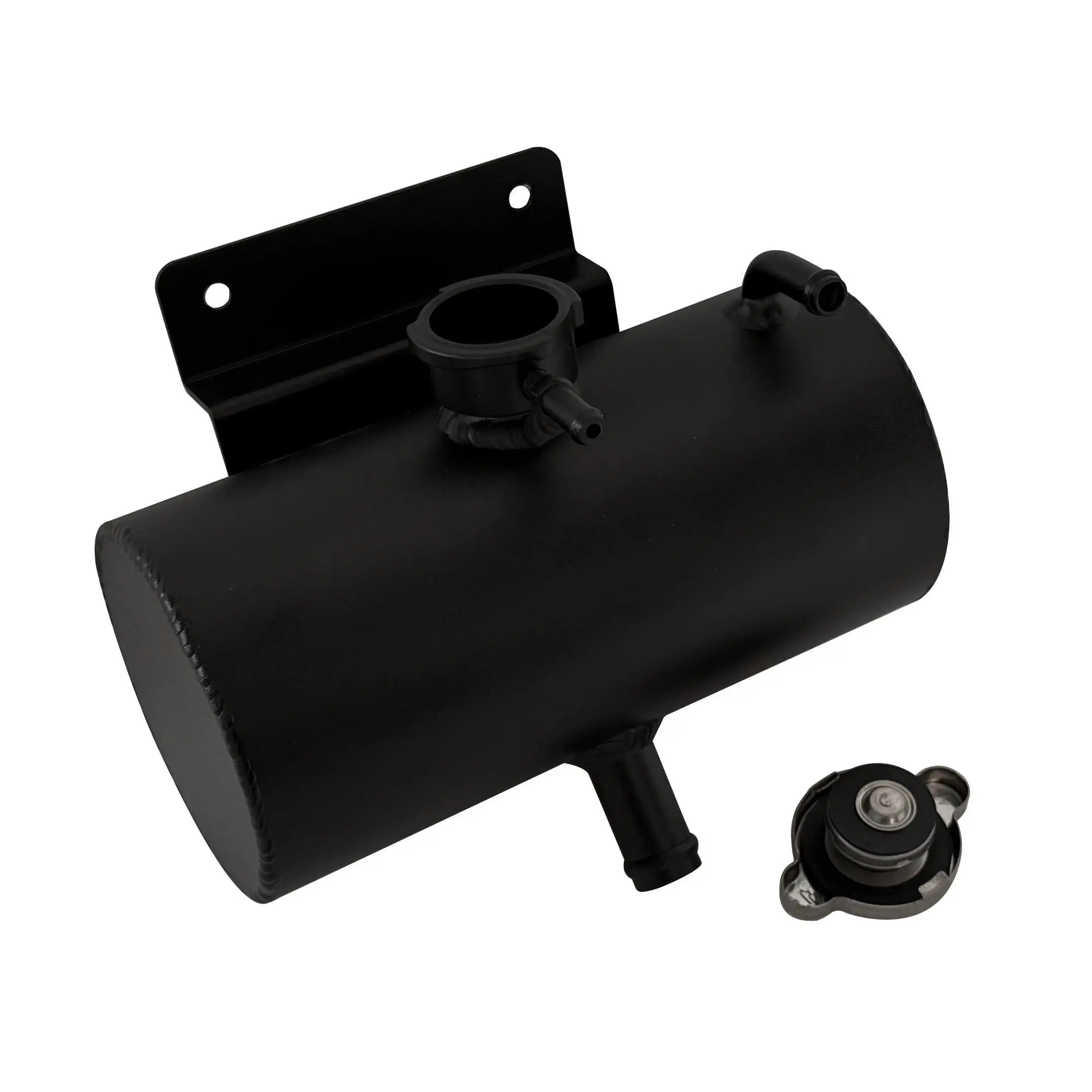 RACMOTO 1.5L Universal Horizontal Round Aluminum Overflow Coolant Tank With Cap Racmoto