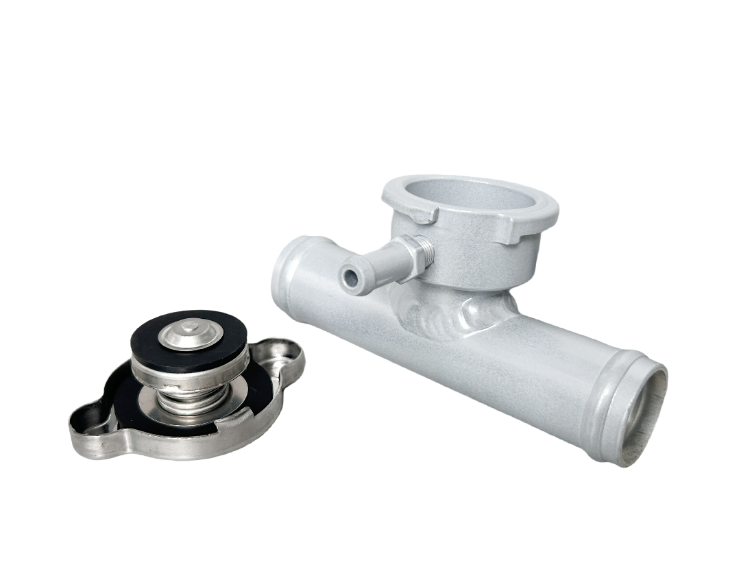 1" OD Universal Coolant Hose Aluminum In-Line Filler Neck W/Cap 90 Degrees Racmoto
