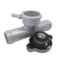 25mm 1" OD Aluminum In Line Radiator Hose Filler Neck With 1.1Bar Cap Silver RACMOTO