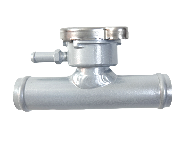 25mm 1" OD Aluminum In Line Radiator Hose Filler Neck With 1.1Bar Cap Silver RACMOTO