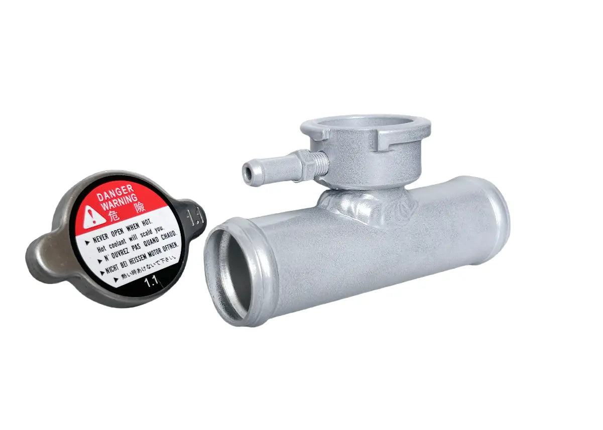 32mm 1-1/4" OD Hose Aluminum In-Line Radiator Hose Filler Neck With Cap Silver racmoto
