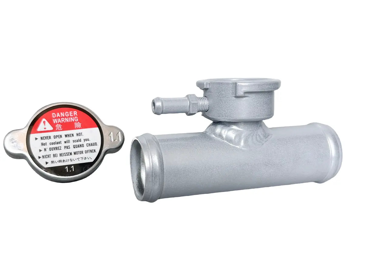 32mm 1-1/4" OD Hose Aluminum In-Line Radiator Hose Filler Neck With Cap Silver racmoto