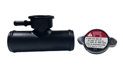 Aluminum 38mm 1-1/2'' OD Coolant Radiator In-Line Hose Filler Neck With Cap RACMOTO