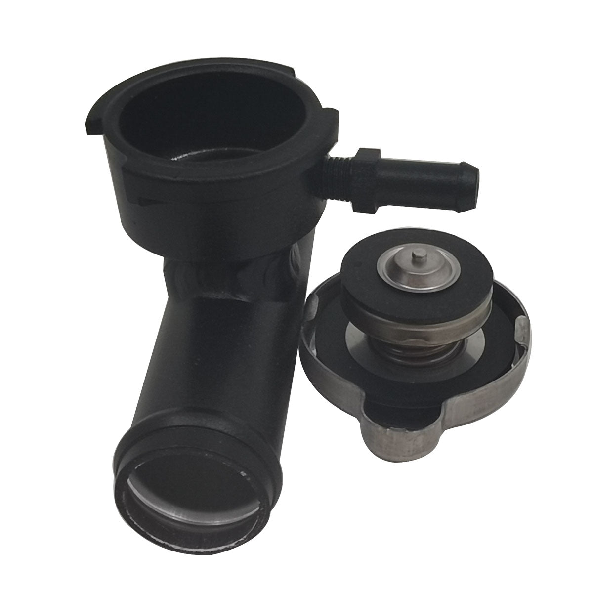 1" Aluminum Coolant Radiator In-Line Hose Filler Neck W/1.1Bar Radiator Cap RACMOTO