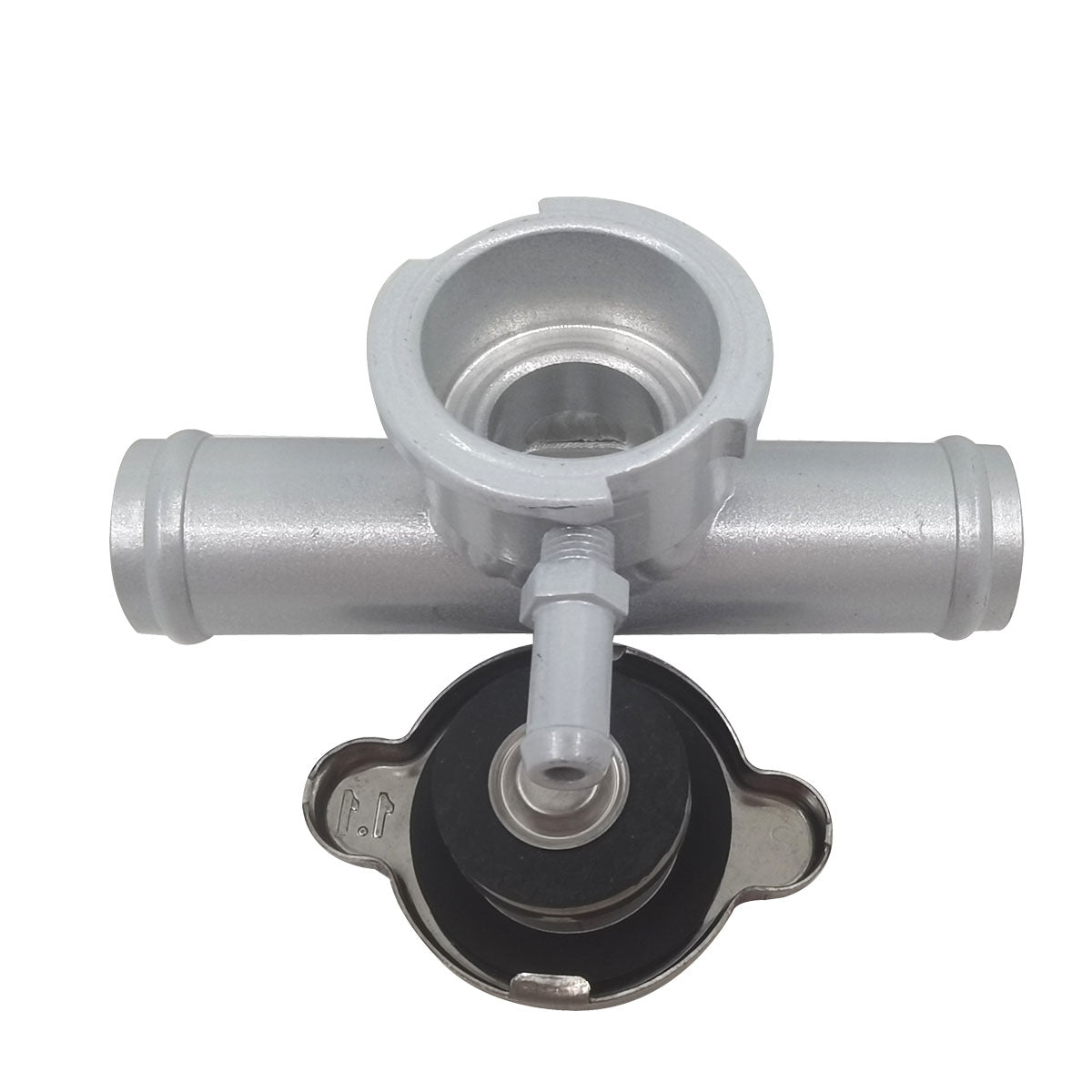 1" OD Universal Coolant Hose Aluminum In-Line Filler Neck W/Cap 90 Degrees Racmoto