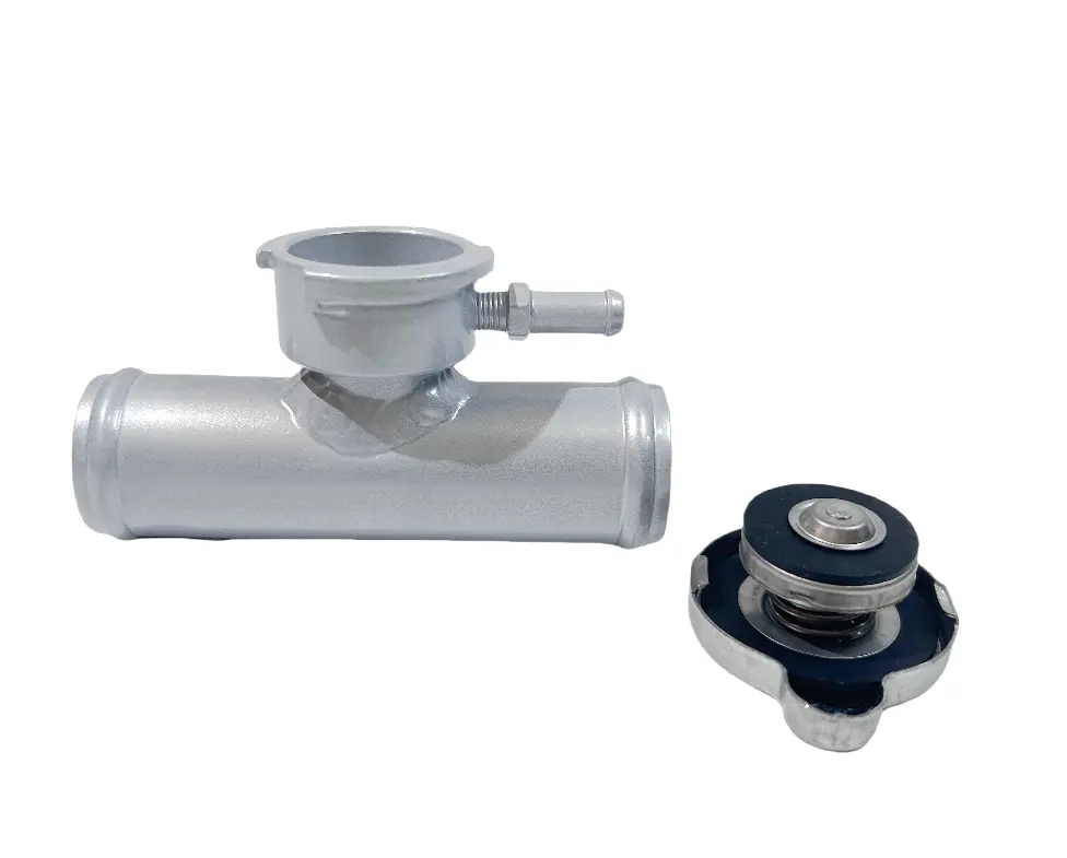32mm 1-1/4" OD Hose Aluminum In-Line Radiator Hose Filler Neck With Cap Silver racmoto