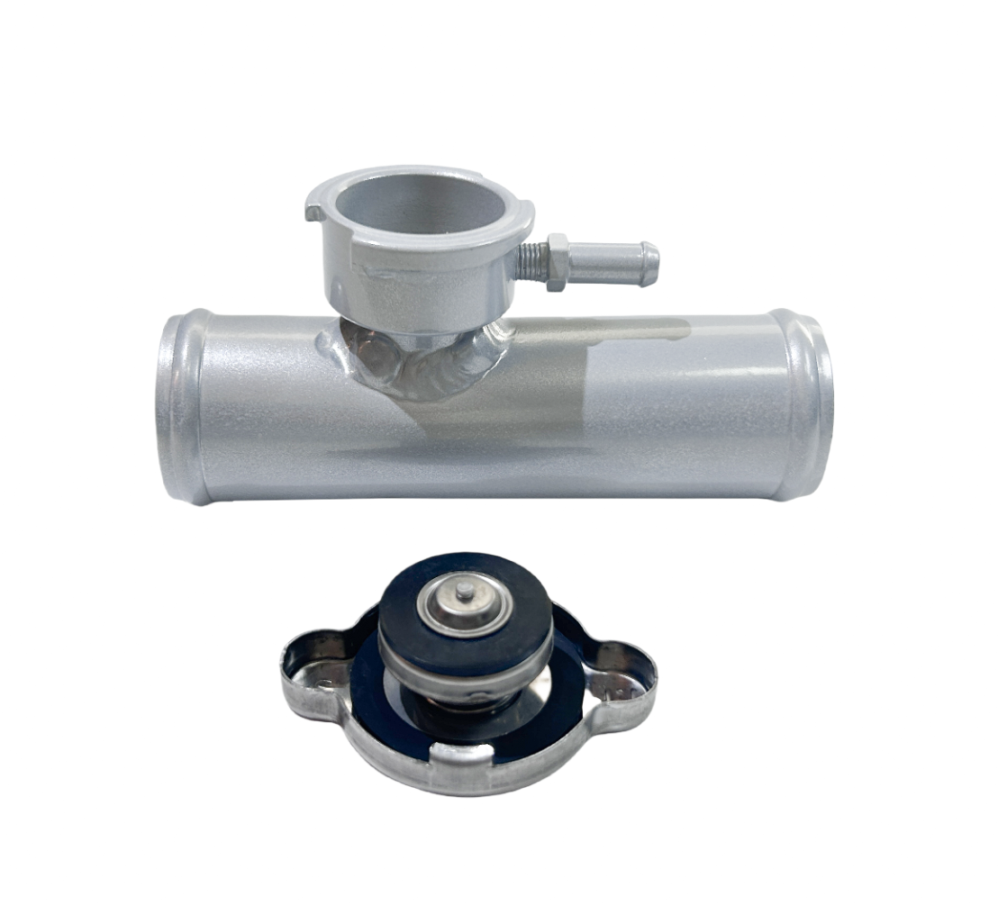 38mm 1-1/2" O.D Aluminum In Line Radiator Hose Filler Neck W/1.1 Radiator Cap RACMOTO