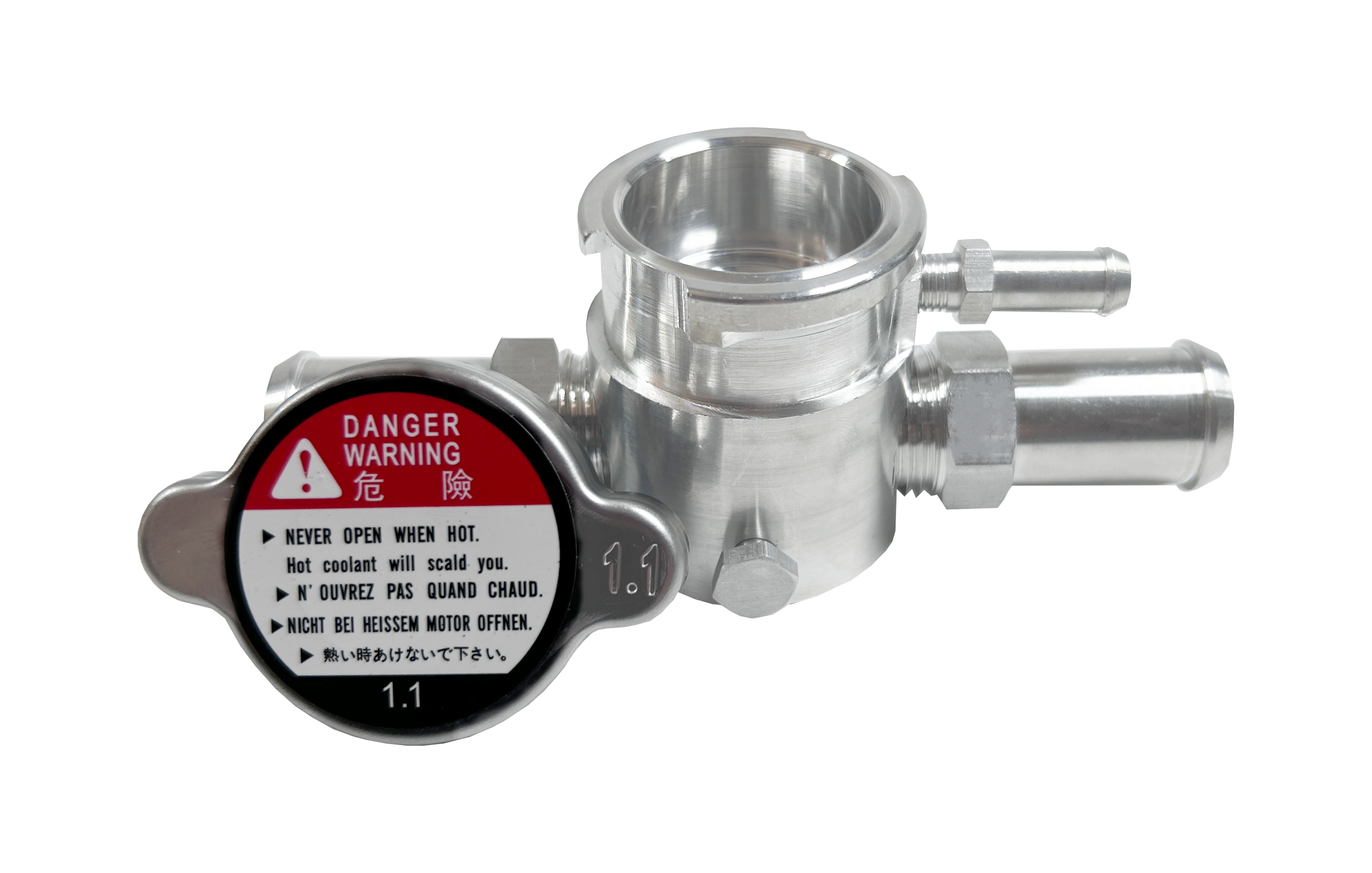 Universal 19mm Aluminum Inline Filler Neck - 3/4" Coolant Water Tank Header Hose RACMOTO