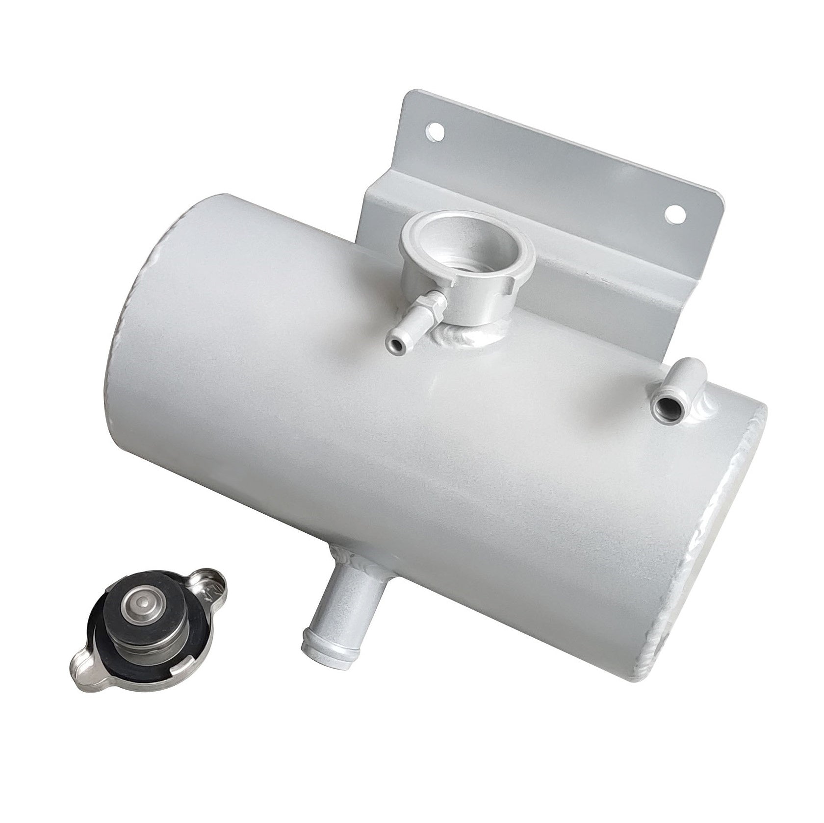 Universal Aluminium Car Kit Coolant Water Expansion Header Tank Bottle Silver RACMOTO